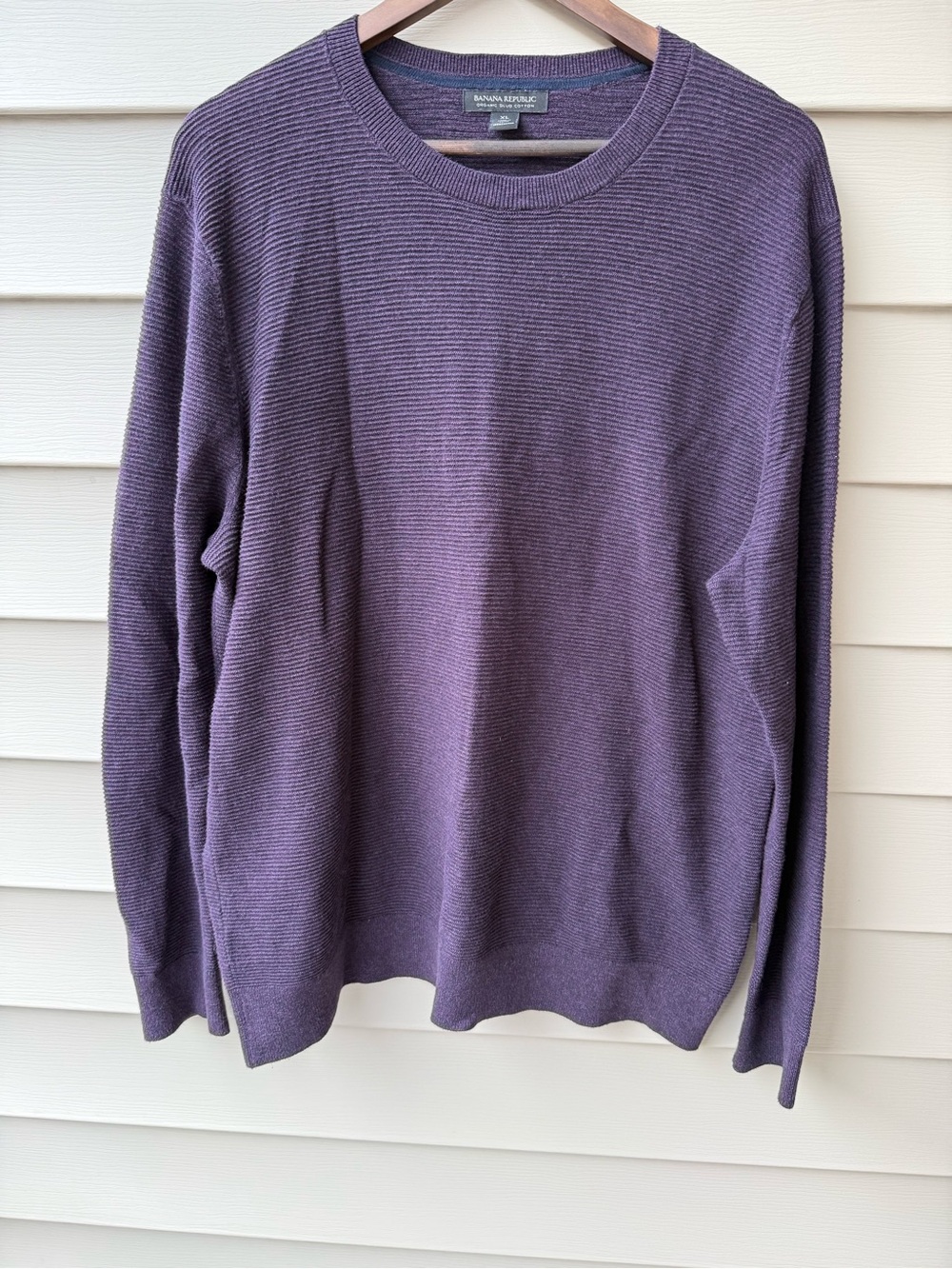 Banana Republic Men’s XL Organic Supima Cotton Ribbed Crewneck Sweater Purple